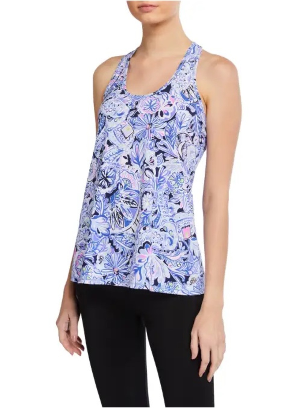 Lilly Pulitzer Luxletic Racerback Tank Top - Iris Blue Namastay in the Jungle